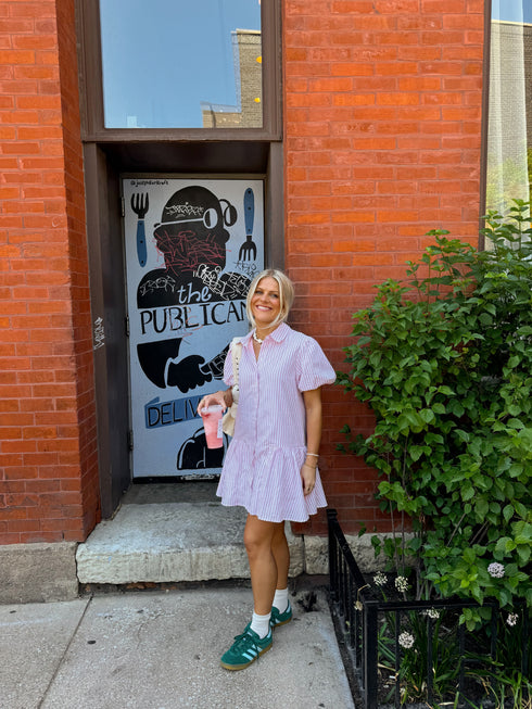 Stevie Striped Dress// Pink